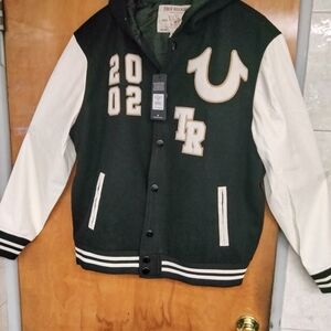 Authentic TRUE RELIGION Mens Hooded Varsity Jacket.XL New w/ Orig.Tag